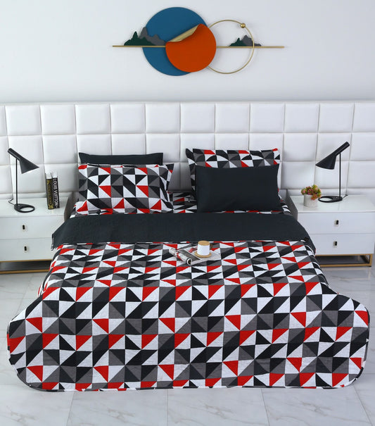 6 PCs Bed Spread Set- Abstract Geometric Bed Spread Apricot