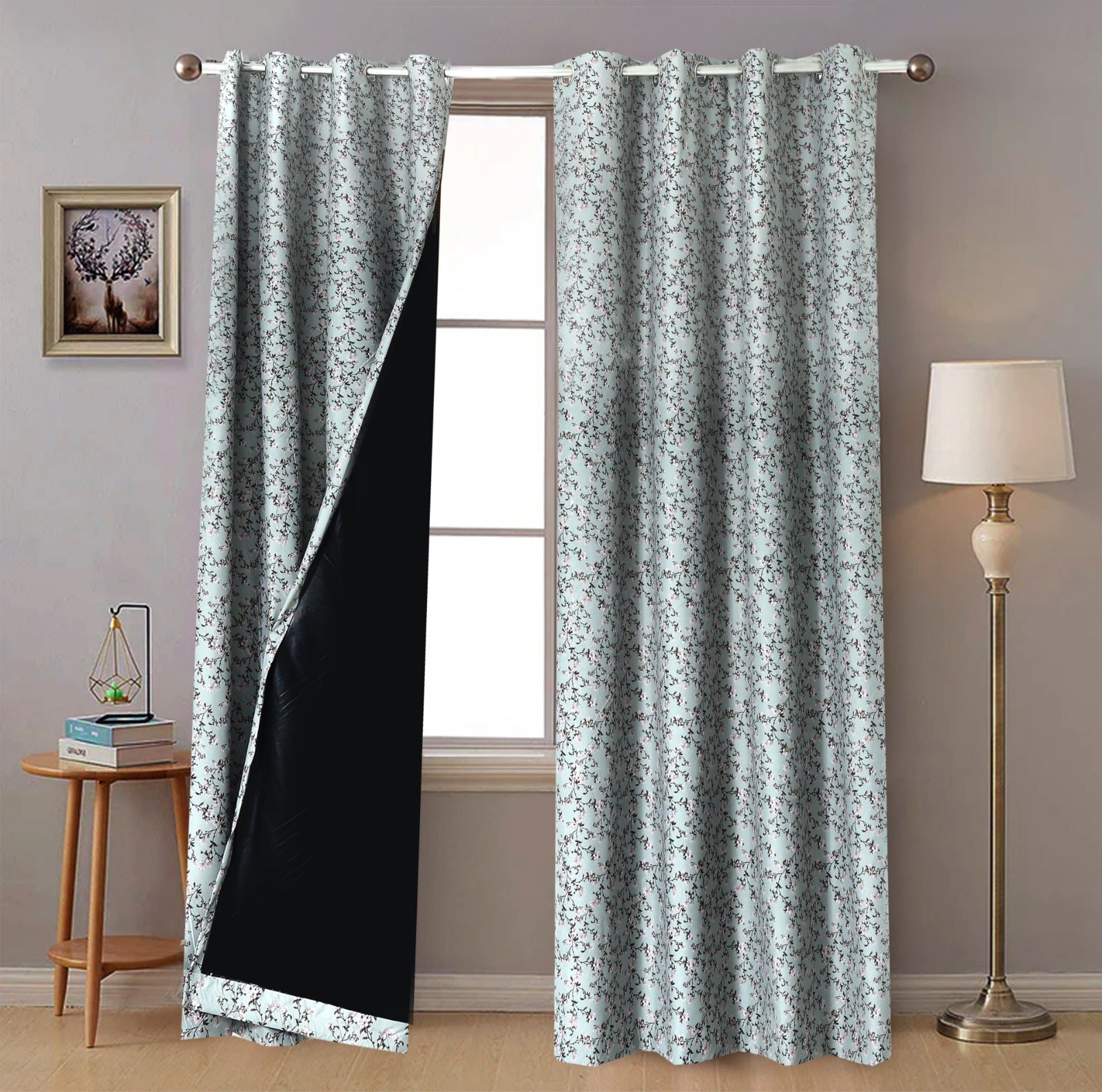 2 PCs Blackout Room Curtains- Yarrow Curtains Apricot
