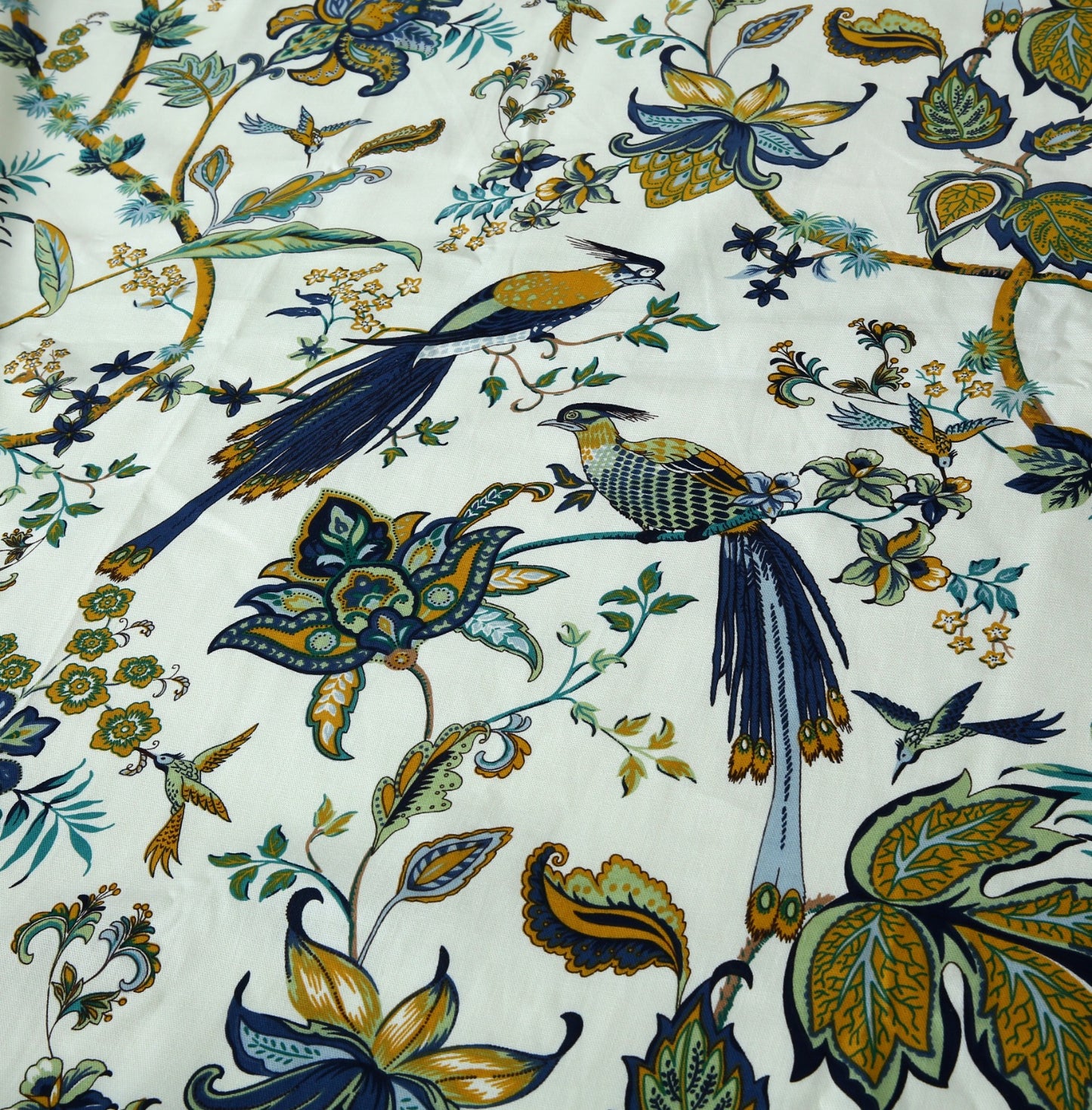 2 PCs Duck Curtains Panel- Blue Birds Curtains Apricot