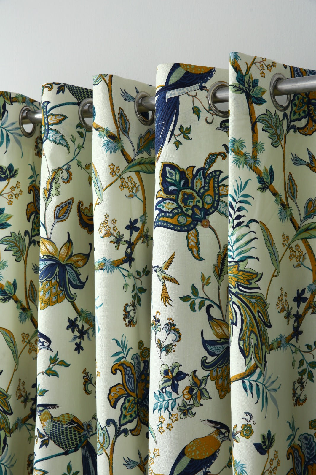 2 PCs Duck Curtains Panel- Blue Birds Curtains Apricot