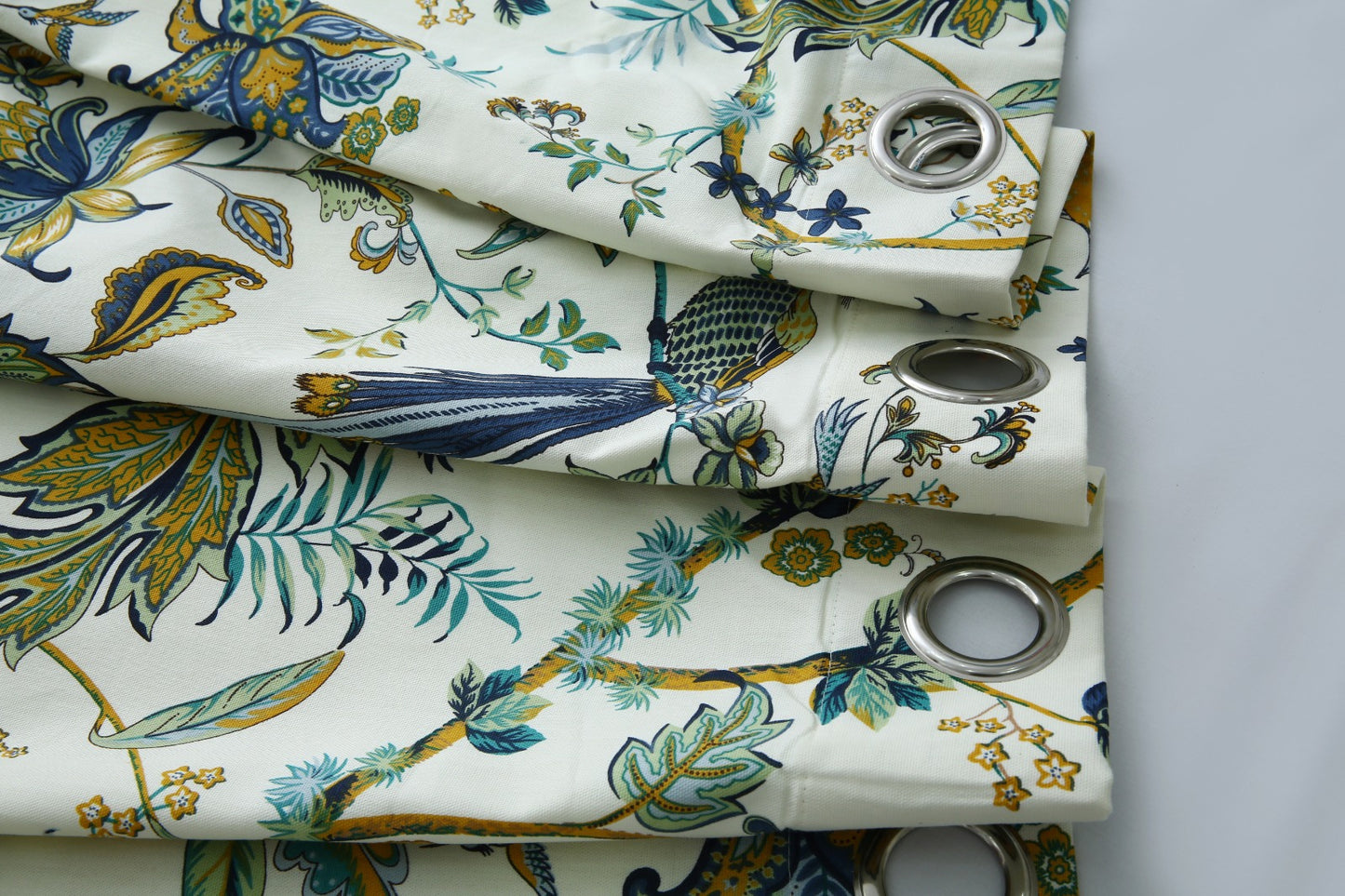 2 PCs Duck Curtains Panel- Blue Birds Curtains Apricot