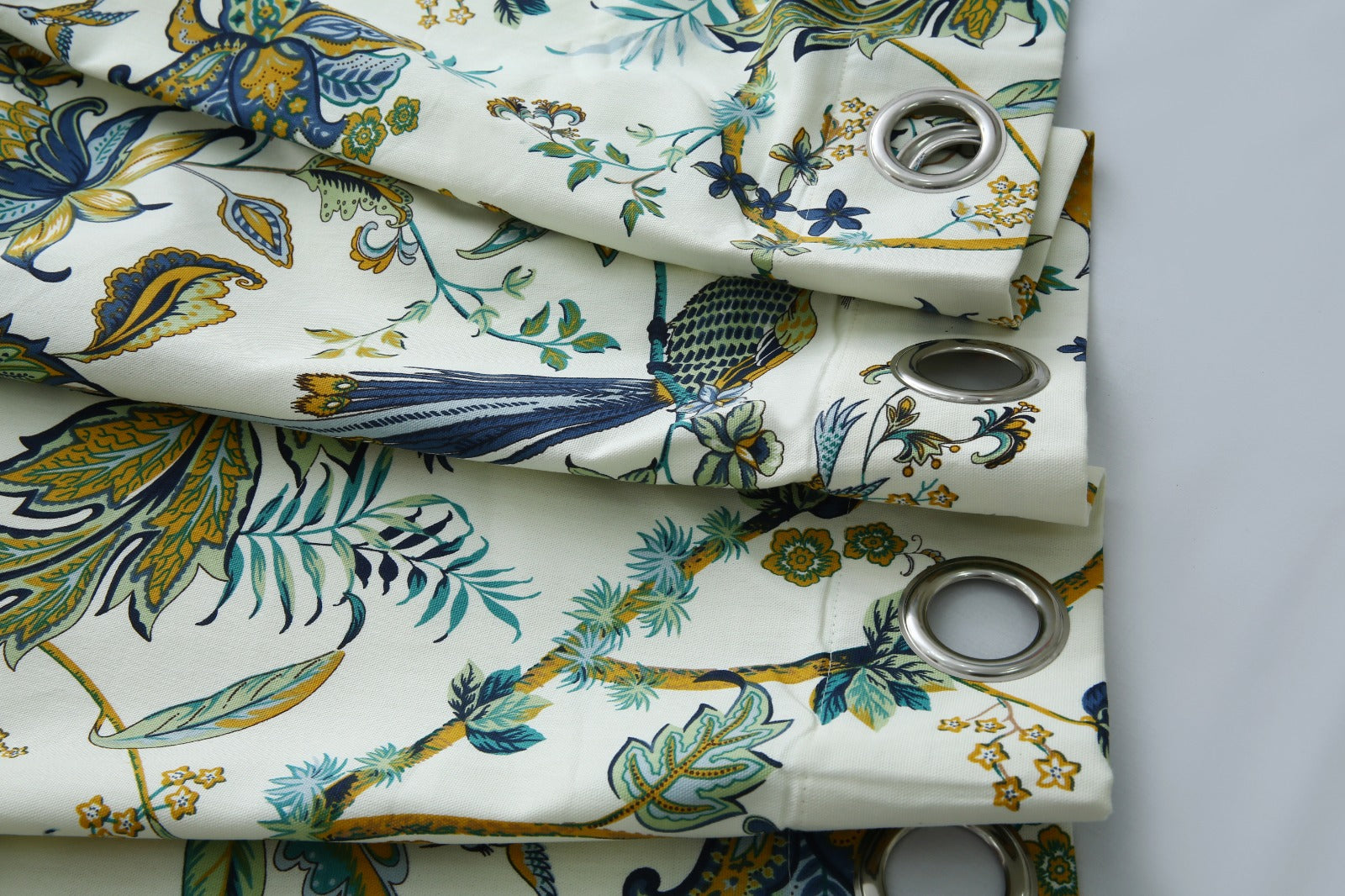 2 PCs Duck Curtains Panel- Blue Birds Curtains Apricot