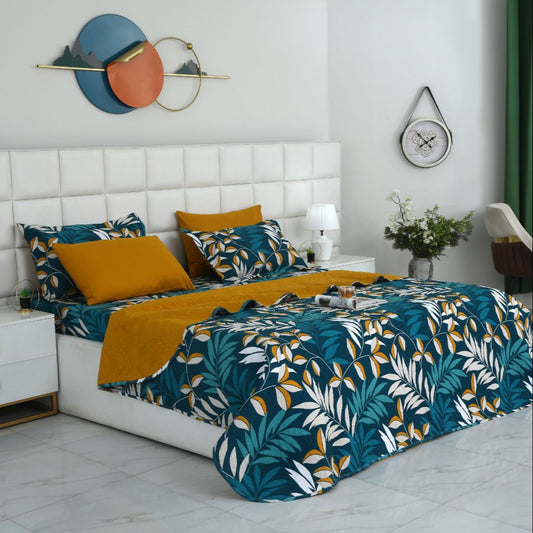 6 PCs Bed Spread Set- Tropicals Bed Spread Apricot