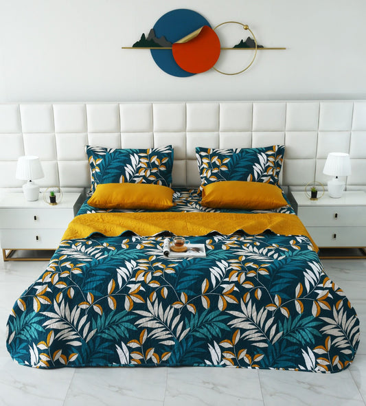 6 PCs Bed Spread Set- Tropicals Bed Spread Apricot