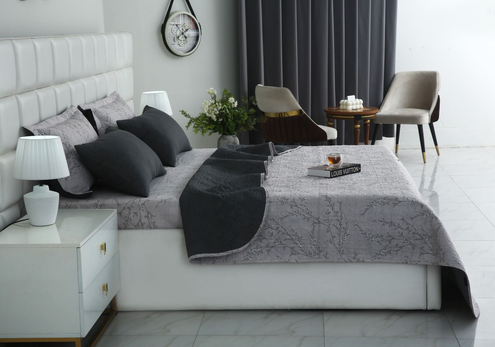6 PCs Bed Spread Set- Jaipur Waves Bed Spread Apricot