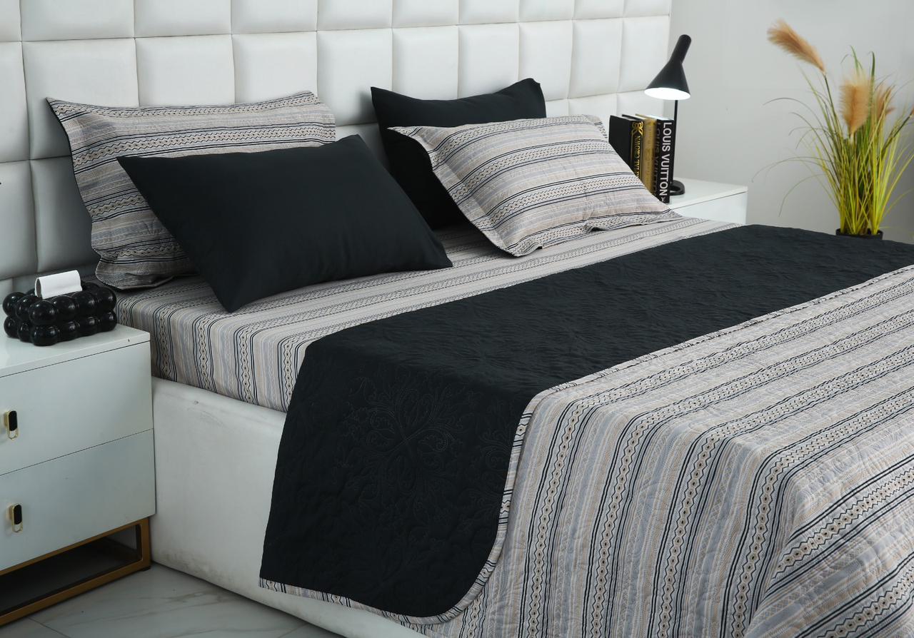 6 PCs Bed Spread Set- Slate Bed Spread Apricot