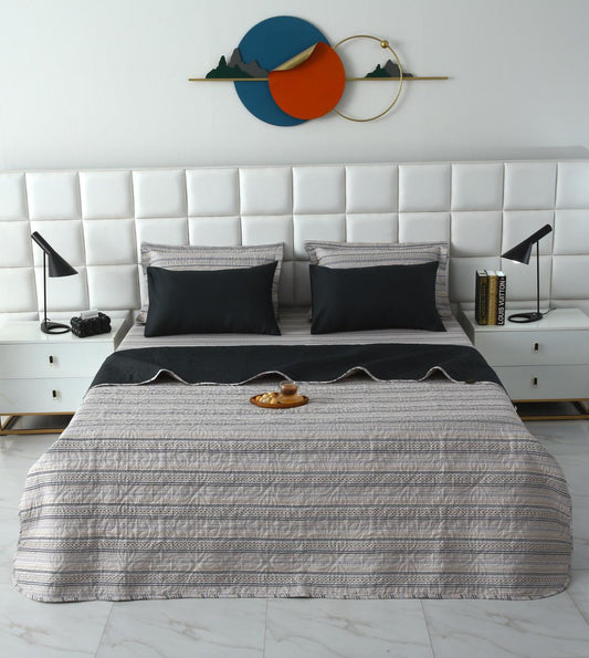 6 PCs Bed Spread Set- Slate Bed Spread Apricot