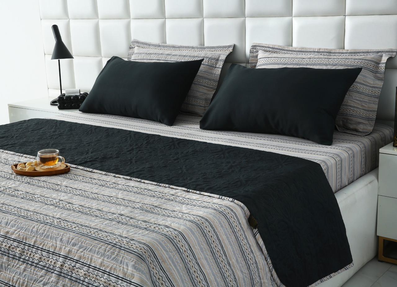6 PCs Bed Spread Set- Slate Bed Spread Apricot