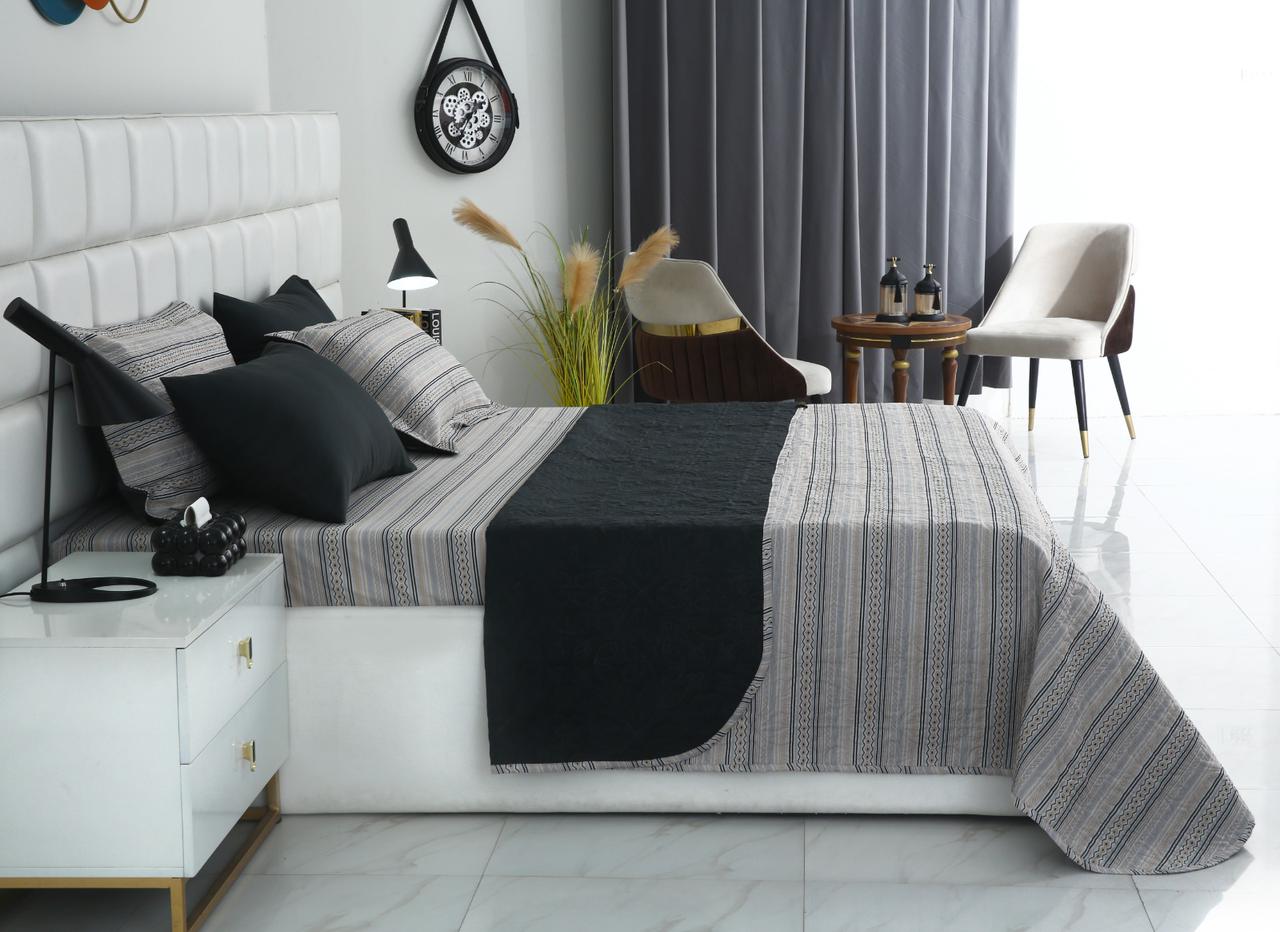6 PCs Bed Spread Set- Slate Bed Spread Apricot