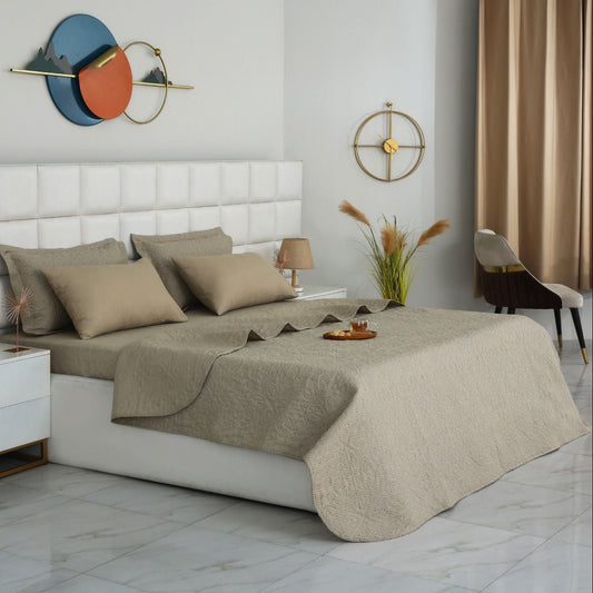 6 PCs Bed Spread Set- Opus Bed Spread Apricot