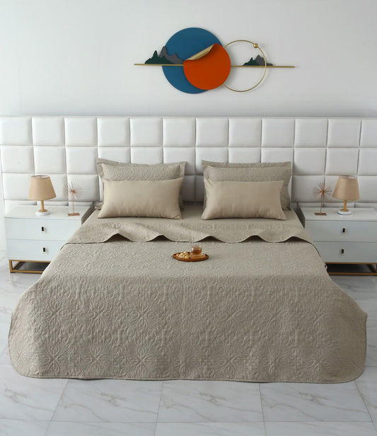 6 PCs Bed Spread Set- Opus Bed Spread Apricot