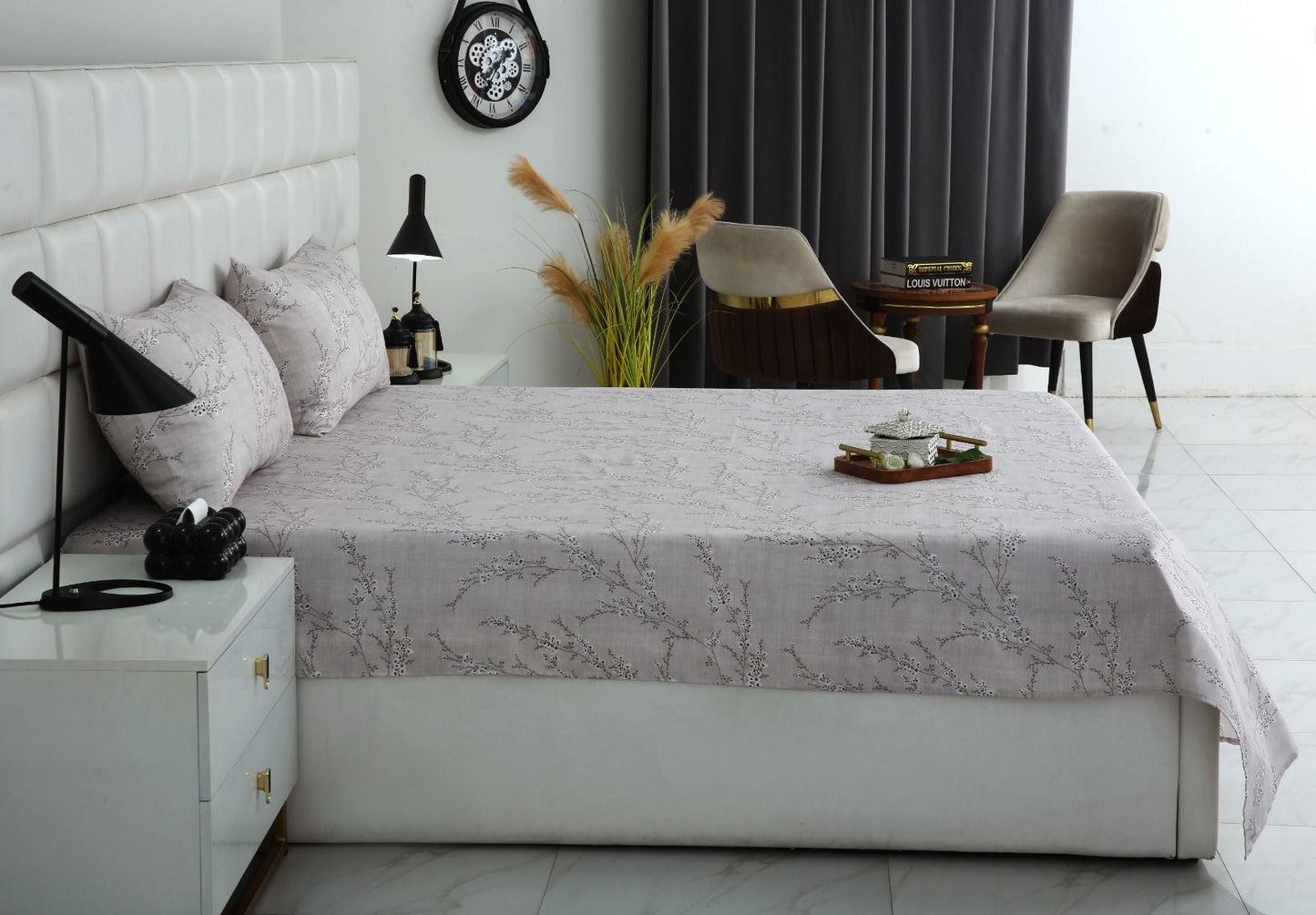 3 PCs Double Bed Sheet- Jaipur Waves BED SHEET Apricot