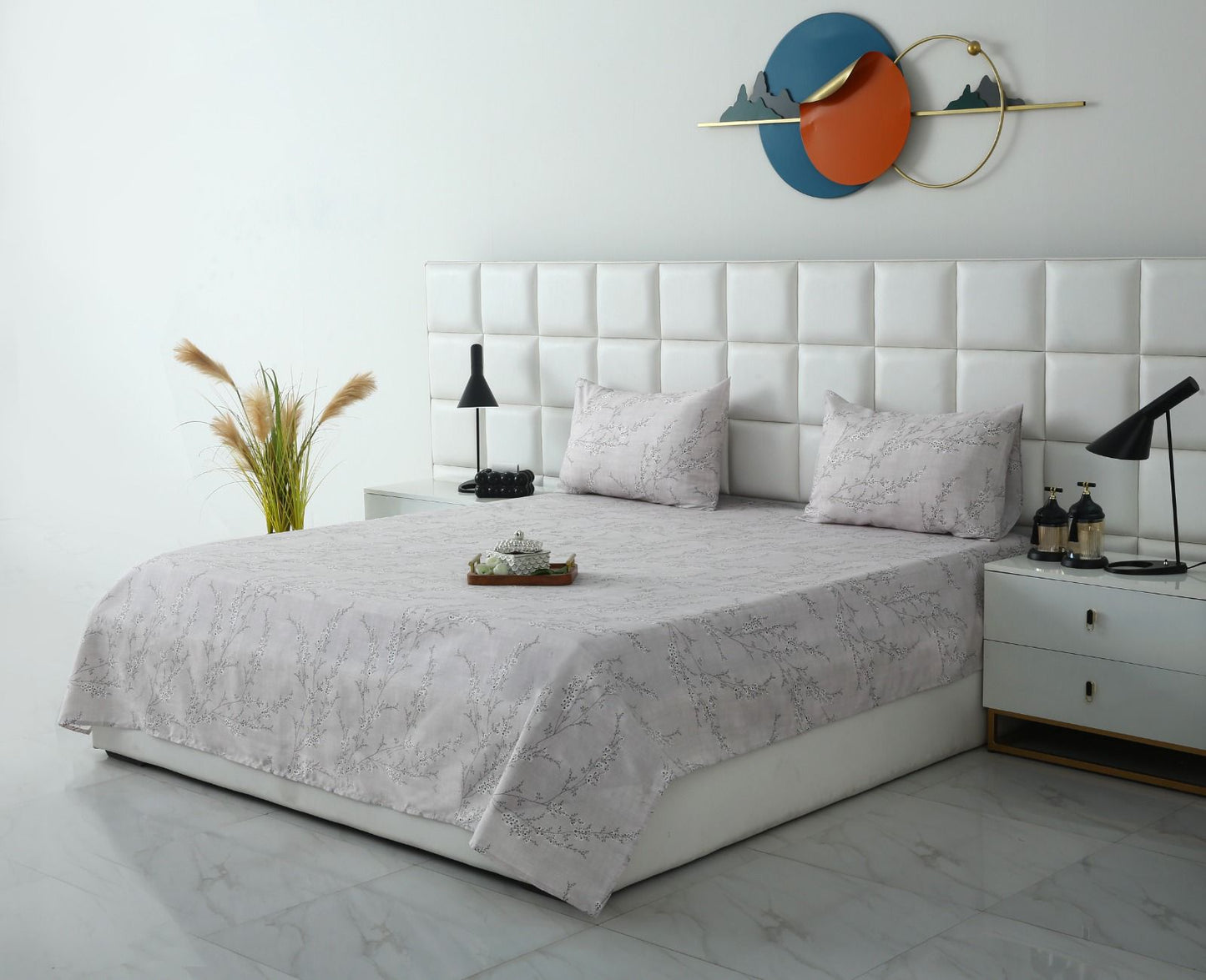 3 PCs Double Bed Sheet- Jaipur Waves BED SHEET Apricot