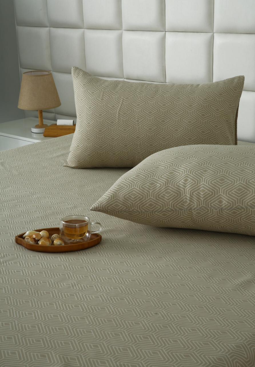 3 PCs Double Bed Sheet- Opus BED SHEET Apricot