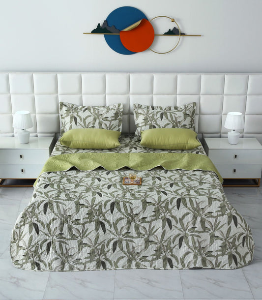 6 PCs Bed Spread Set- Pine Bed Spread Apricot