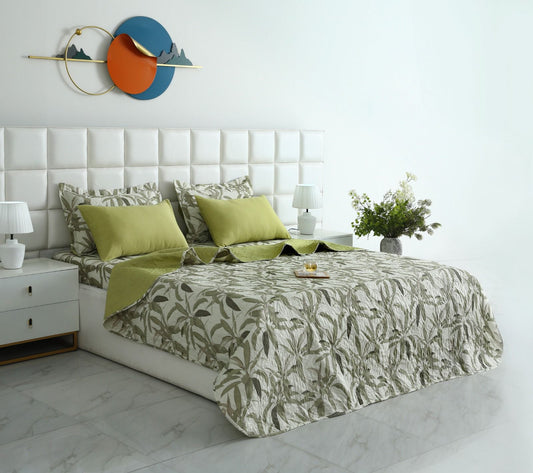6 PCs Bed Spread Set- Pine Bed Spread Apricot