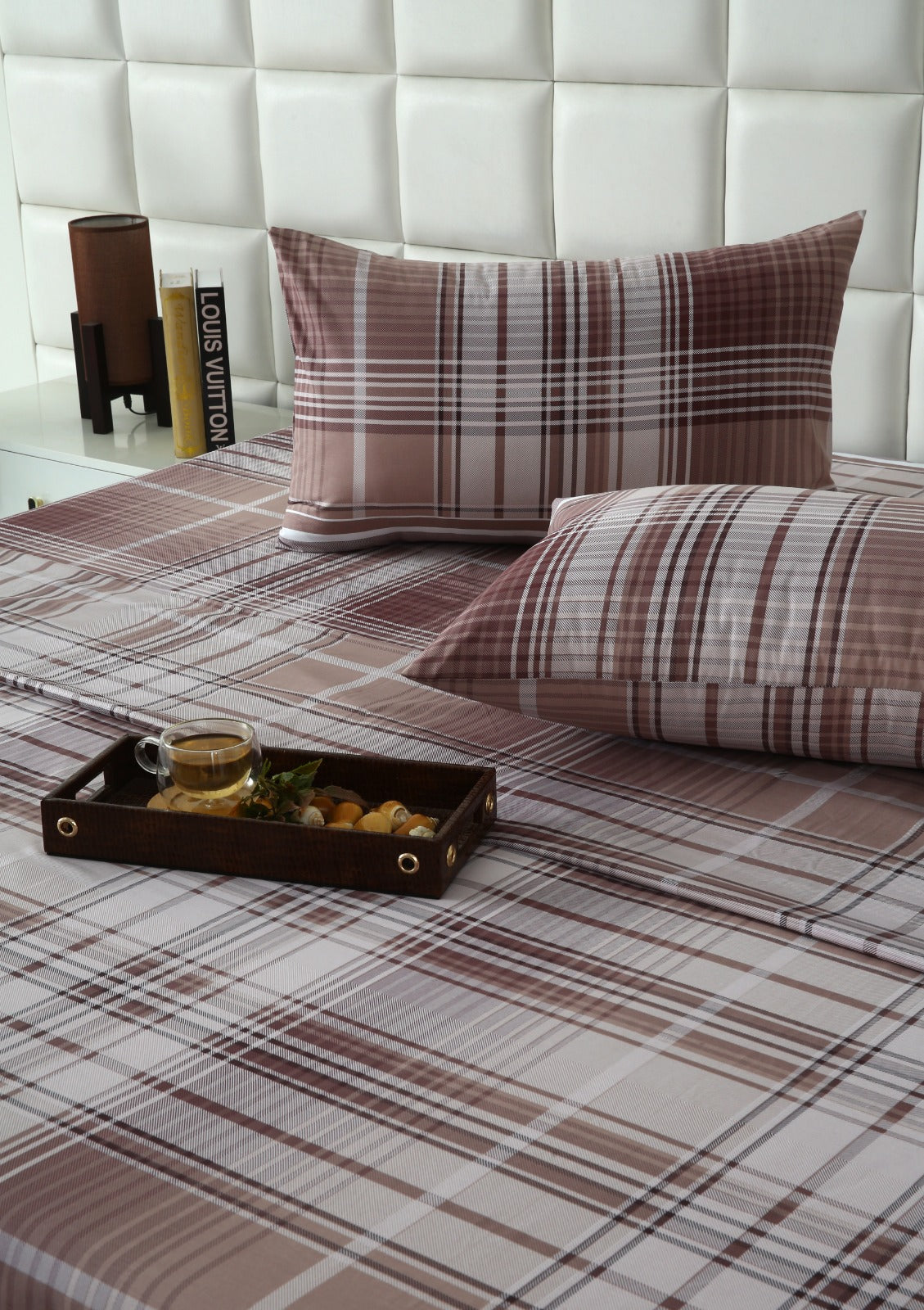 3 PCs Double Bed Sheet With Same Packing- Warm Brown Bed Sheets Apricot