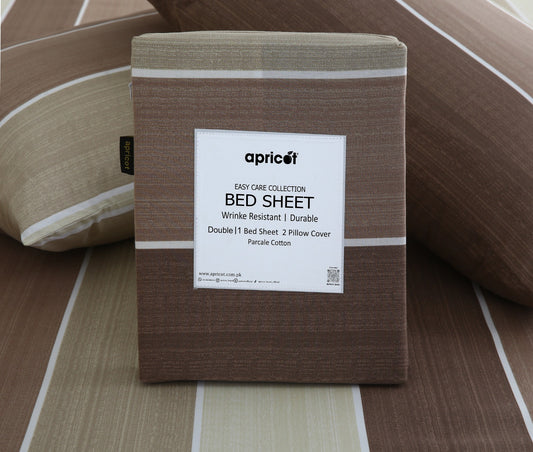 3 PCs Double Bed Sheet With Same Packing- Nordic Brown Bed Sheets Apricot