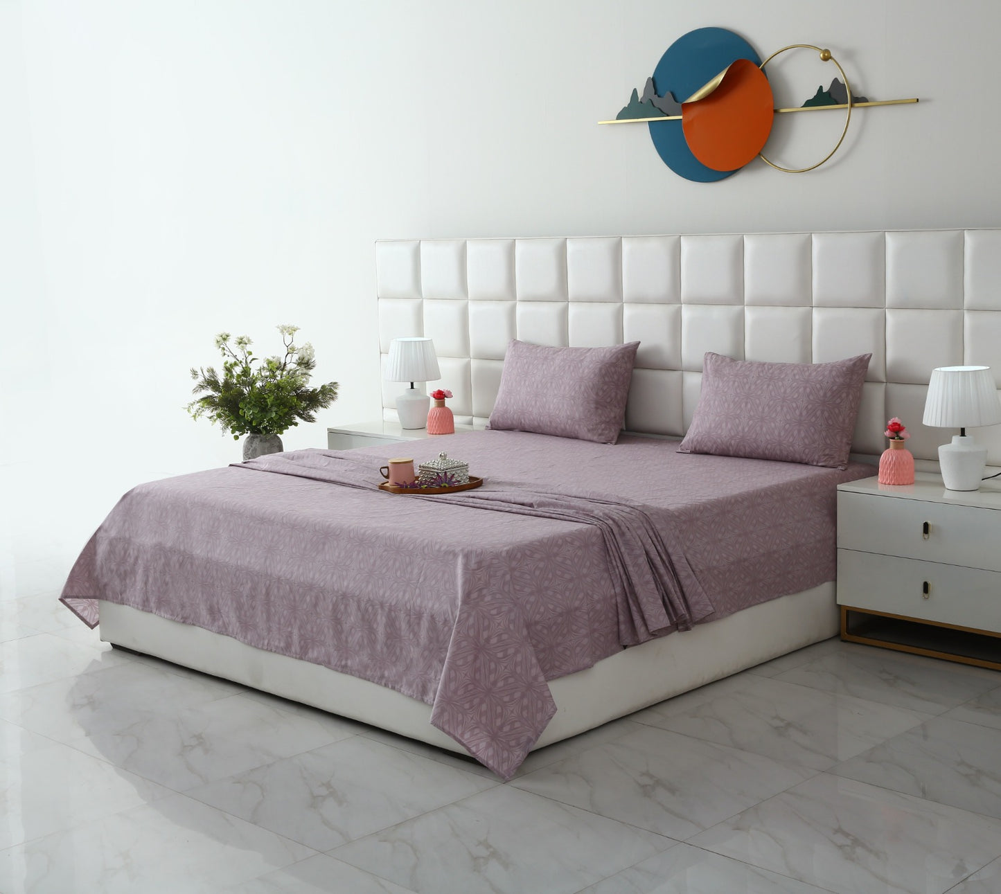 3 PCs Double Bed Sheet With Same Packing- Rosy Dreams Bed Sheets Apricot