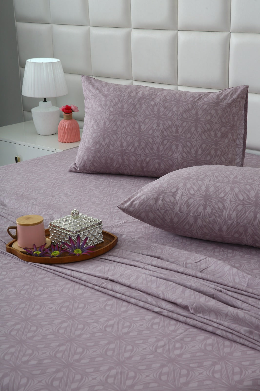 3 PCs Double Bed Sheet With Same Packing- Rosy Dreams Bed Sheets Apricot