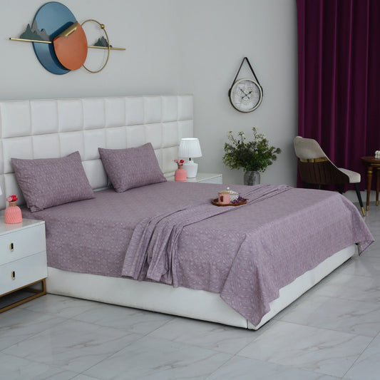 3 PCs Double Bed Sheet With Same Packing- Rosy Dreams Bed Sheets Apricot