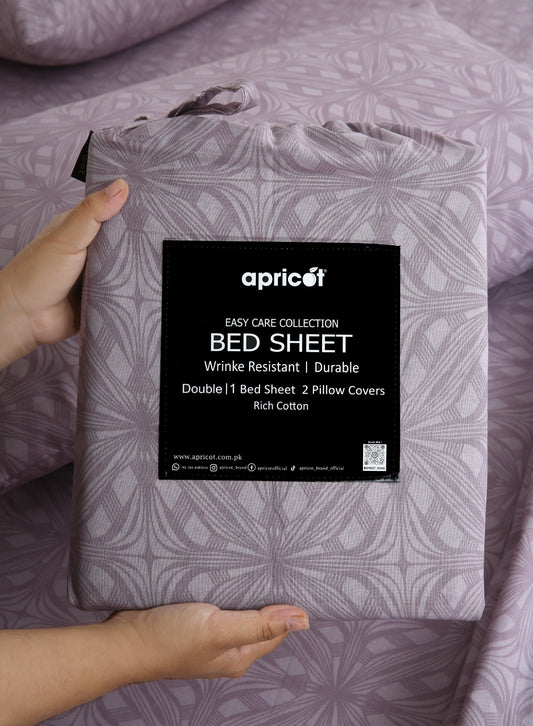 3 PCs Double Bed Sheet With Same Packing- Rosy Dreams Bed Sheets Apricot