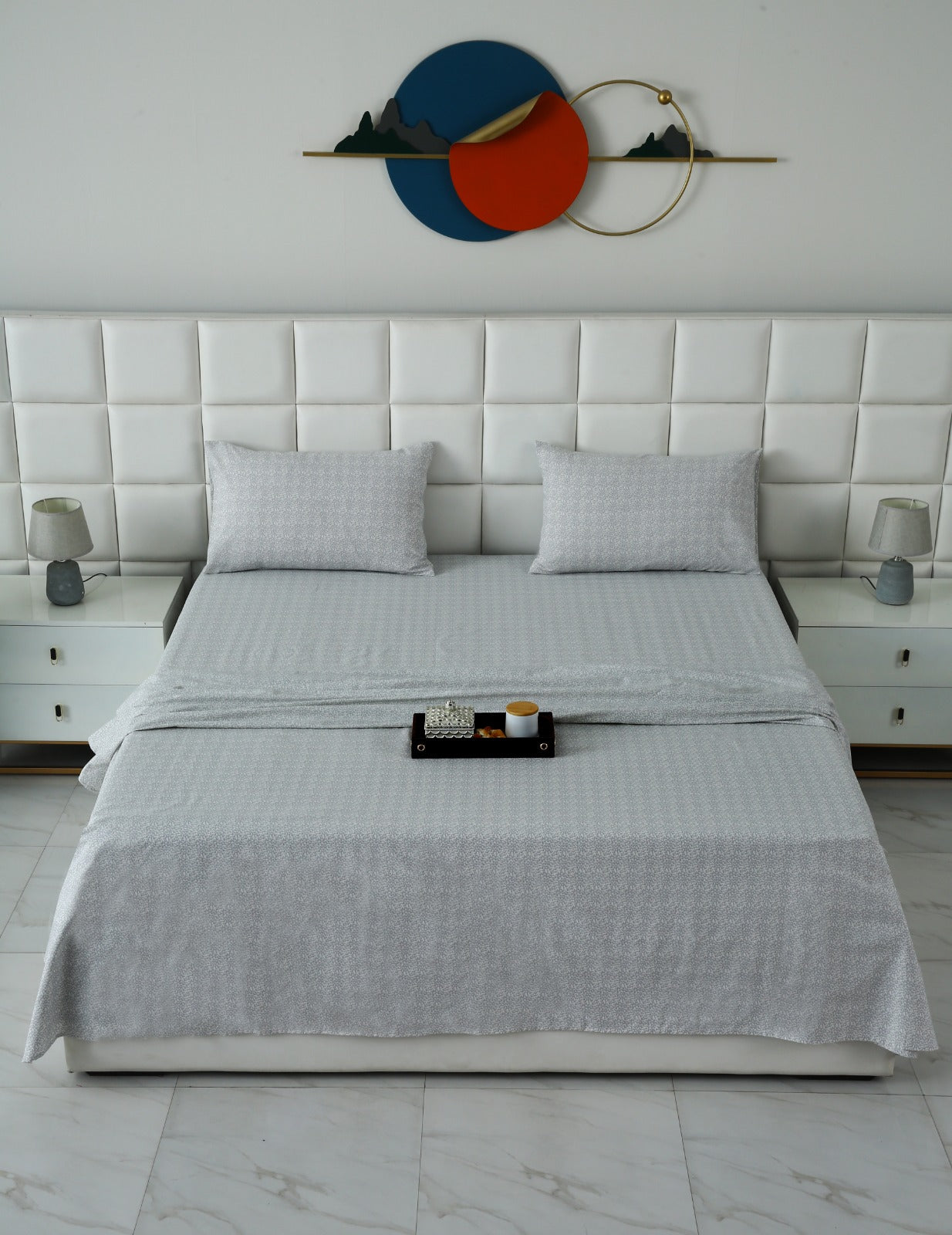 3 PCs Double Bed Sheet With Same Packing- Twilight Buds Bed Sheets Apricot