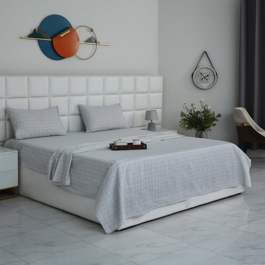 3 PCs Double Bed Sheet With Same Packing- Twilight Buds Bed Sheets Apricot