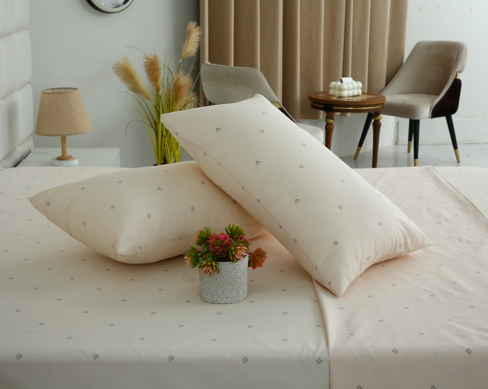 3 PCs Double Bed Sheet With Same Packing- Linen Cloud Bed Sheets Apricot