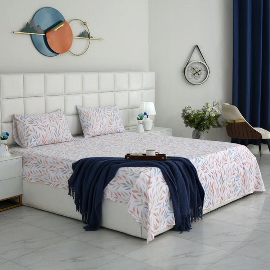 3 PCs Double Bed Sheet With Same Packing- Bed Sheets Apricot