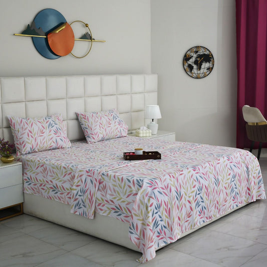 3 PCs Double Bed Sheet With Same Packing- Bed Sheets Apricot