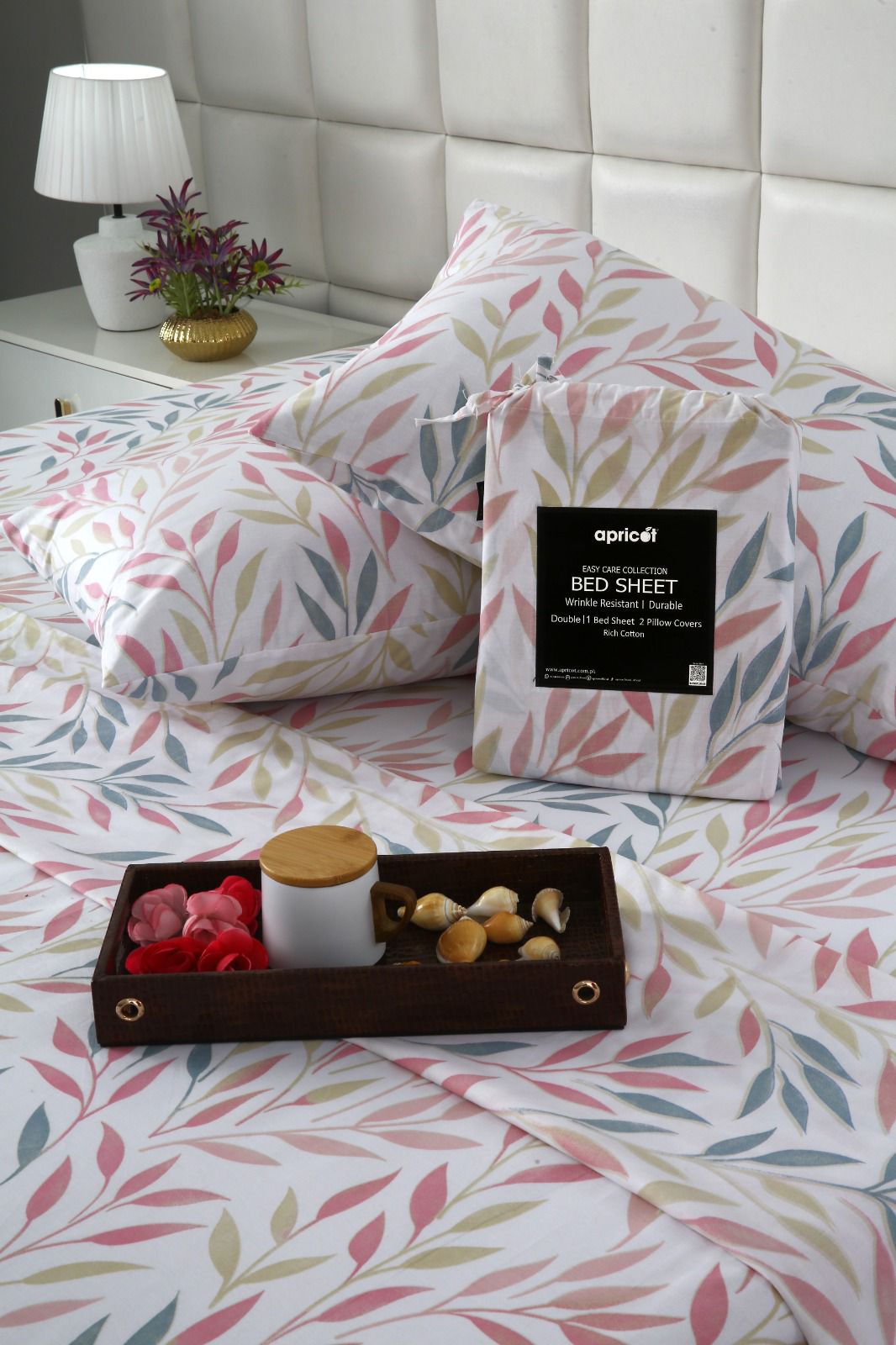 3 PCs Double Bed Sheet With Same Packing- DB284 Bed Sheets Apricot