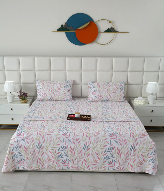 3 PCs Double Bed Sheet With Same Packing- Bed Sheets Apricot