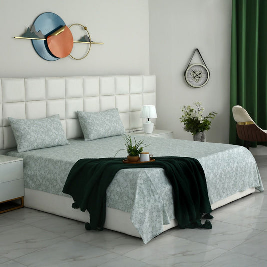 3 PCs Double Bed Sheet With Same Packing- Moroccan Mint Bed Sheets Apricot
