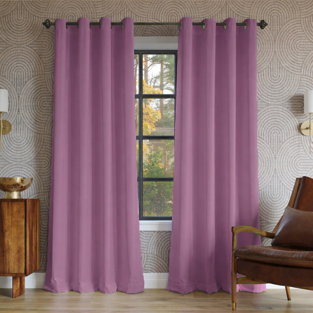 Plain Dyed Laminated Curtain- Lilac Curtains Apricot