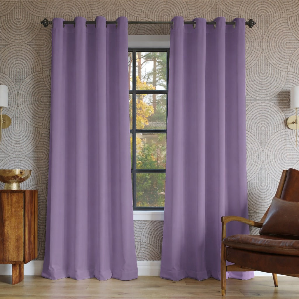 Plain Dyed Laminated Curtain- Purple Curtains Apricot