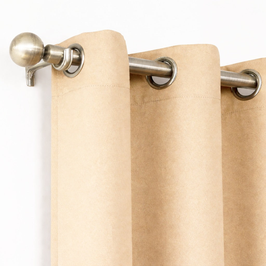 Plain Dyed Laminated Curtain- Beige Curtains Apricot
