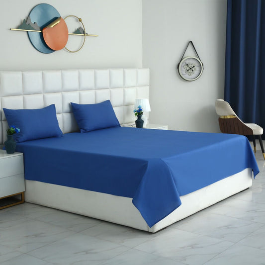 3 PCs Double Bed Sheet With Same Packing- Aqua Bed Sheets Apricot