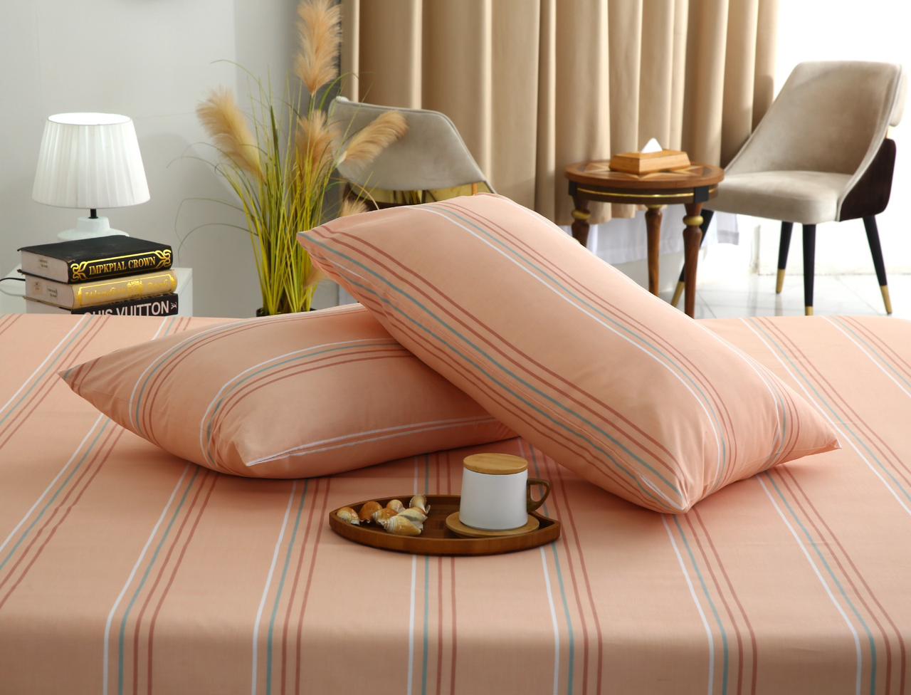 3 PCs Double Bed Sheet With Same Packing-DB-278 Bed Sheets Apricot