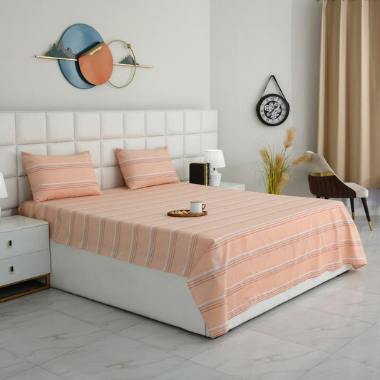 3 PCs Double Bed Sheet With Same Packing- Bed Sheets Apricot