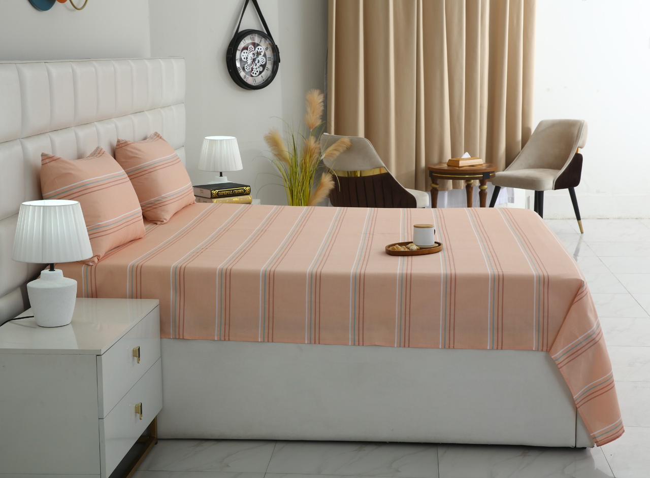 3 PCs Double Bed Sheet With Same Packing-DB-278 Bed Sheets Apricot