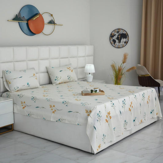 3 PCs Double Bed Sheet With Same Packing- Bed Sheets Apricot