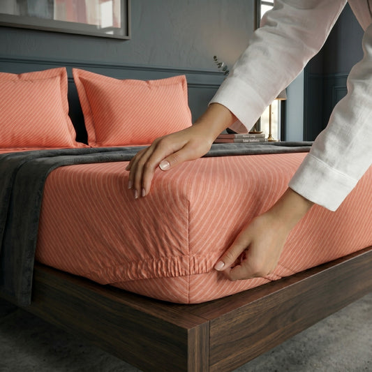 Fitted Bed Sheet-FT008 Fitted Sheets Apricot
