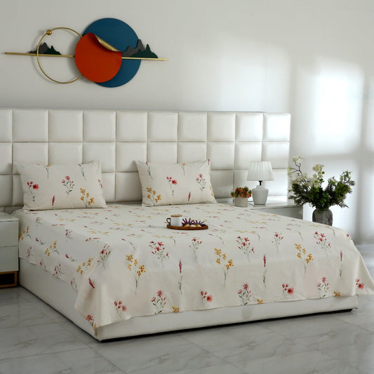 3 PCs Double Bed Sheet With Same Packing- Bed Sheets Apricot