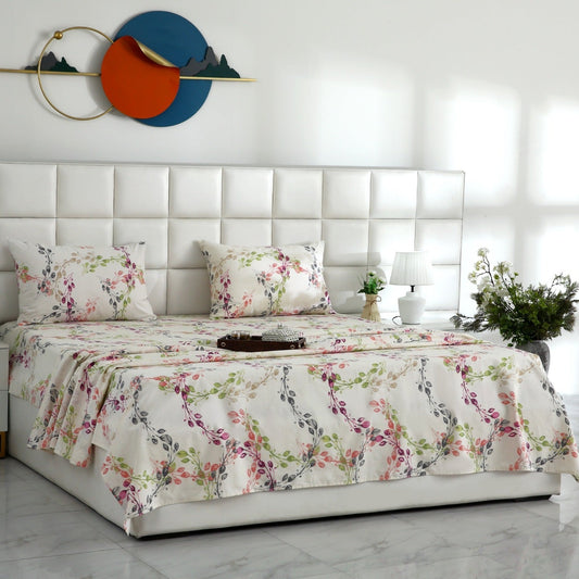 3 PCs Double Bed Sheet With Same Packing- Bed Sheets Apricot