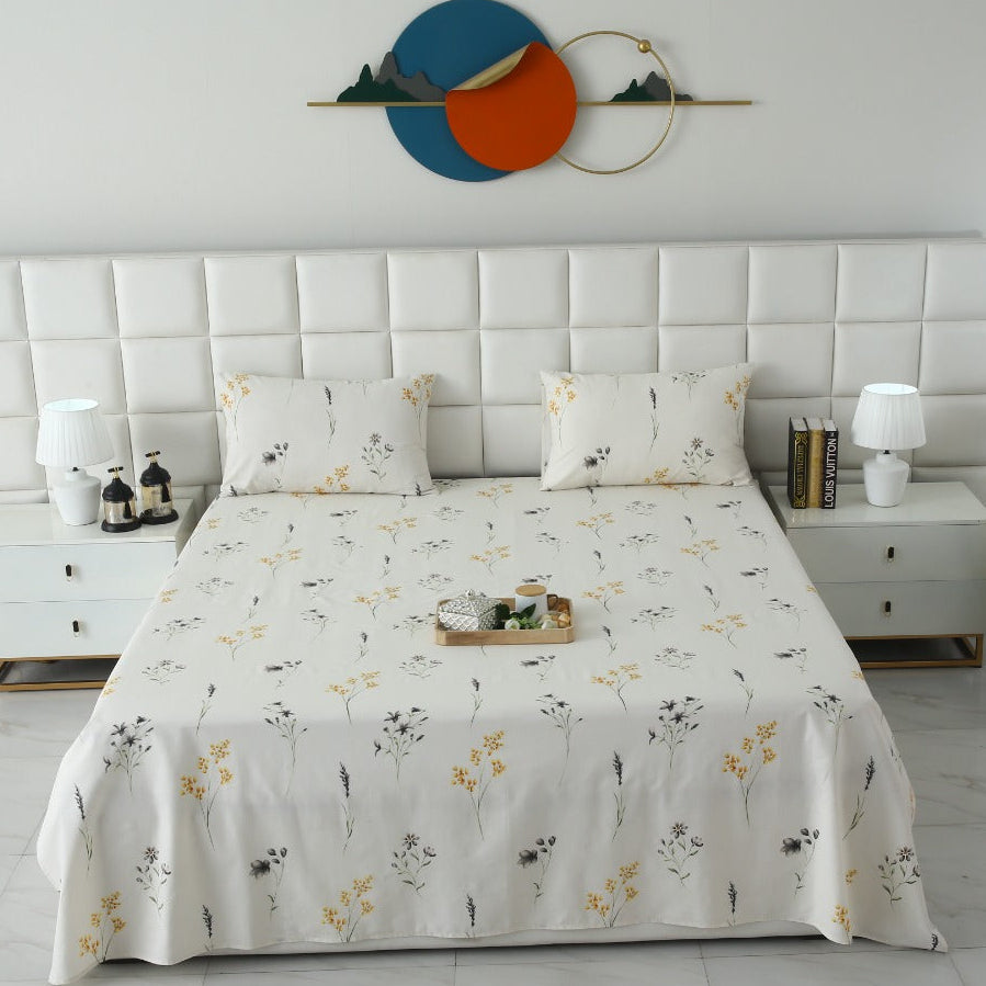 3 PCs Double Bed Sheet With Same Packing- DB283 Bed Sheets Apricot