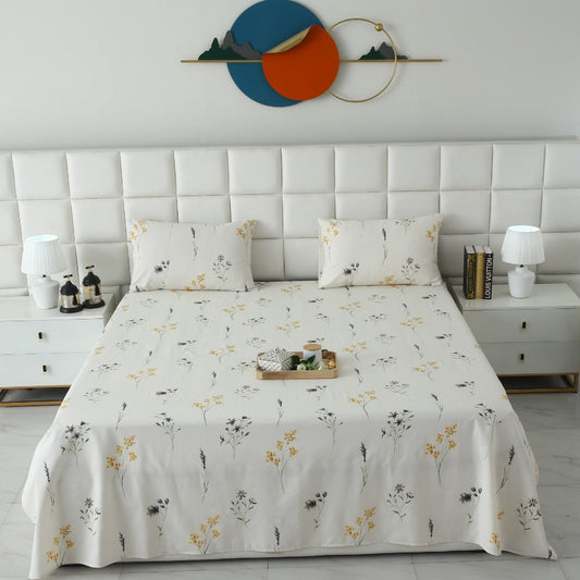 3 PCs Double Bed Sheet With Same Packing- Bed Sheets Apricot