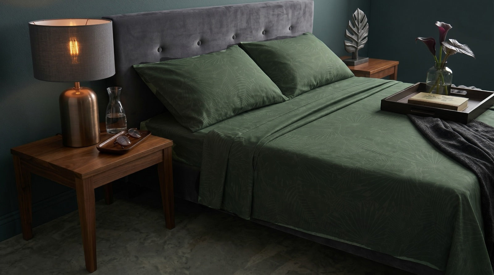 Fitted Bed Sheet- Leaved Vanilla Fitted Sheets Apricot