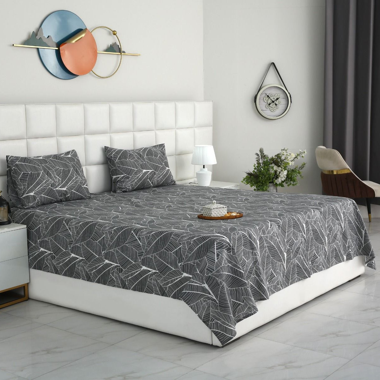 3 PCs Double Bed Sheet With Same Packing- Ash Petals Bed Sheets Apricot