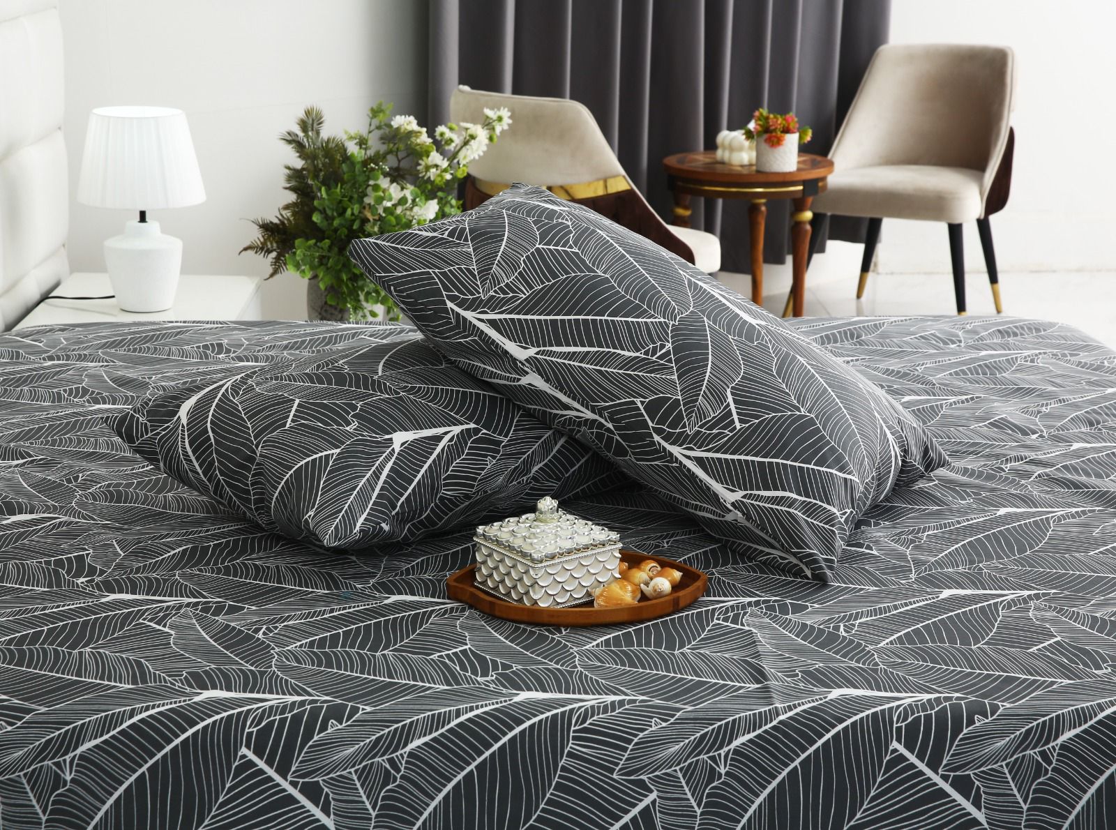 3 PCs Double Bed Sheet With Same Packing- Ash Petals Bed Sheets Apricot